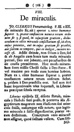 VIII. De miraculis.