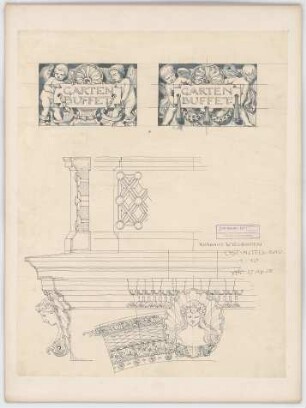 Thiersch, Friedrich von; Wiesbaden; Kurhaus - Ostmittelbau (Details, Schnitt)