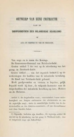 Ontwerp van eene instructie voor de dorpshoofden der inlansche bevolking op Java en Madura en van de Moluccos