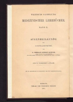 Augenheilkunde und Ophthalmoskopie : für Aerzte und Studirende