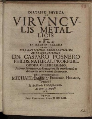 Diatribe Physica De Virunculis Metallicis