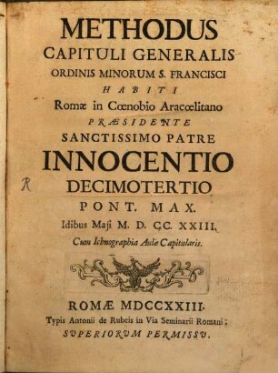 Methodus Capituli generalis ordinis Minorum S. Francisci