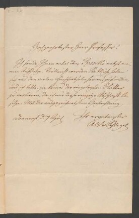 Brief an Georg Benjamin Mendelssohn : o.D. (&quot;Donnerstag den 7. April&quot;)