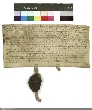 Balthasar [von Dernbach], Abt von Fulda und Inhaber der Propstei Petersberg, Vizedechant Valentin Faber und der Konvent von Petersberg verleihen Jost Hartung einen Hof daselbst