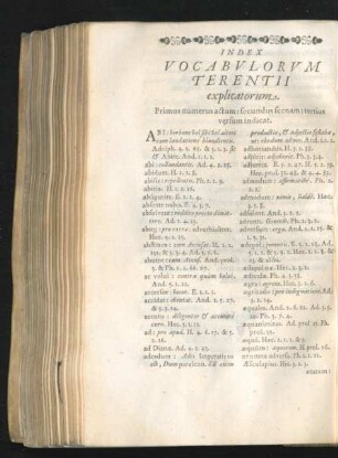 Index Vocabulorum Terentii explicatorum.