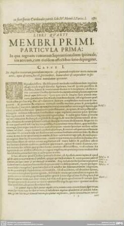 LIBRI QUARTI MEMBRI PRIMI, PARTICULA PRIMA: