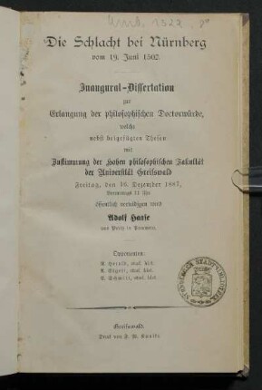 Die Schlacht bei Nürnberg vom 19. Juni 1502