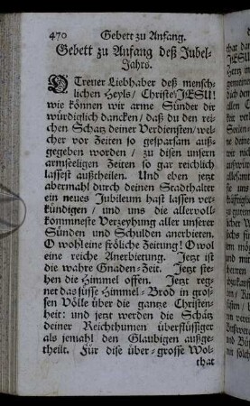Gebett zu Anfang deß Jubel-Jahrs. - Gebett bey der Proceßion zu Anfang deß Jubilei zu sprechen.