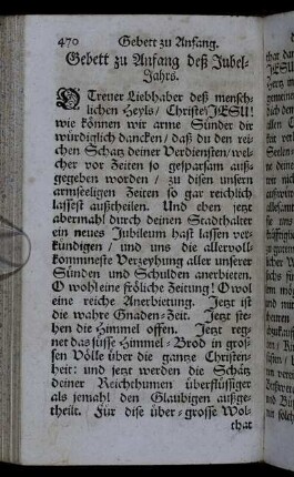 Gebett zu Anfang deß Jubel-Jahrs. - Gebett bey der Proceßion zu Anfang deß Jubilei zu sprechen.