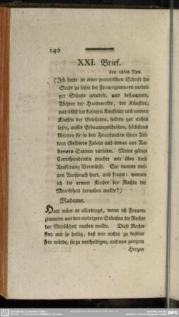 XXI. Brief. den 28ten Nov.