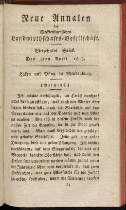 Vierzehntes Stück. Den 5ten April 1815.