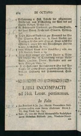464-490, Libri Incompacti ad Hist. Litter. pertinentes