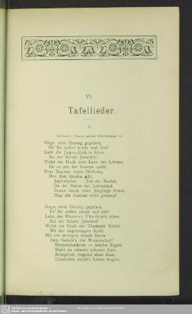 VI. Tafellieder