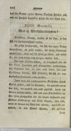 XXXIV Vortheil. Was ist Wirthschaftssystem?