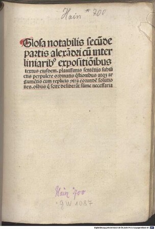 Doctrinale : P. 1-2. Mit Glossa notabilis von Gerardus de Zutphania. 2