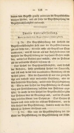 Zweite Unterabtheilung. Vom Urtheil der Begriffsvollständigkeit
