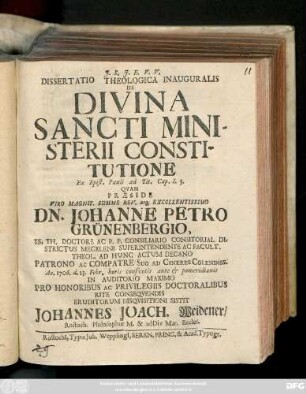 Dissertatio Theologica Inauguralis De Divina Sancti Ministerii Constitutione : Ex Epist. Pauli ad Tit. Cap. I. 5.