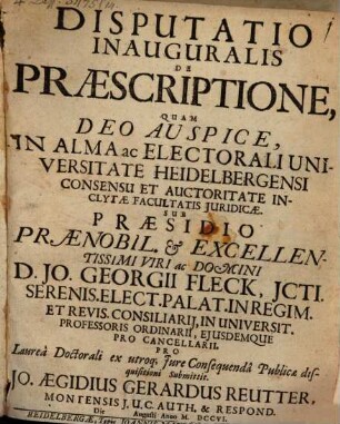 Disp. inaug. de praescriptione