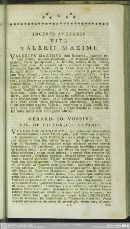 Incerti Auctoris Vita Valerii Maximi