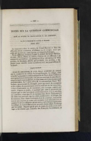 Notes sur la question commerciale