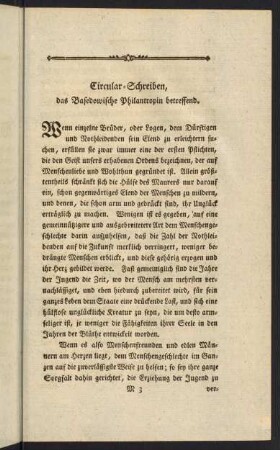 Circular-Schreiben, das Basedowische Philantropin betreffend