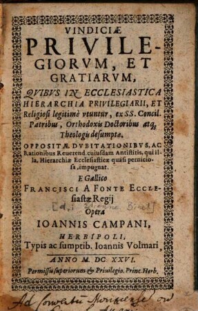 Vindiciae privilegiorum et gratiarum