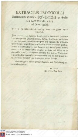Ausfertigungs-Ergänzung zur Stempelpapier-Ordnung vom 21. Juni 1808
