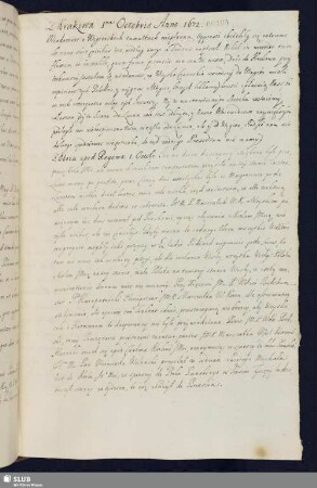 [Wiadomości i kopie listów ... Octobris 1672]