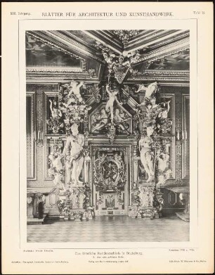 Fürstliches Residenzschloss, Bückeburg: Innenansicht Goldener Saal (aus: Blätter für Architektur und Kunsthandwerk, 13. Jg., 1900, Tafel 72)