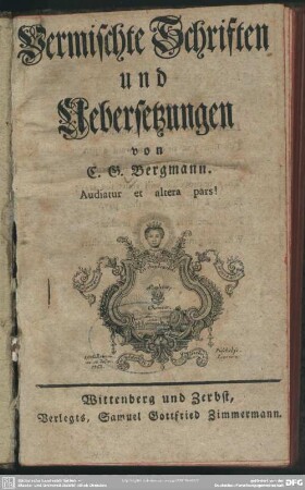 Vermischte Schriften und Uebersetzungen