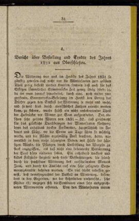 4. Bericht über Bestellung und Erndte des Jahres 1832 aus Oberschlesien