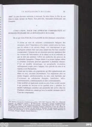 Conclusion : Pour Une Approche Comparatiste Et Interdisciplinaire De La Renaissance Bulgare