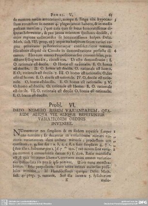 Probl. VI. DATO NUMERO RERUM VARIANDARUM, QUARUM ALIQUA VEL ALIQUE REPETUNTUR VARIATIONEM ORDINIS INVENIRE.
