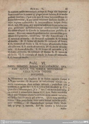 Probl. VI. DATO NUMERO RERUM VARIANDARUM, QUARUM ALIQUA VEL ALIQUE REPETUNTUR VARIATIONEM ORDINIS INVENIRE.