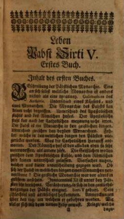 Leben des berühmten Pabsts Sixti V