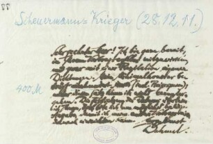 Brief an die Buchhandlung Scheuermann, Duisburg