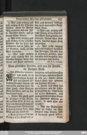 Vom göttlichen Frieden, und von der Freude im Heiligen Geist.