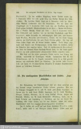 33. Die umliegenden Marktflecken und Städte. Lage Leipzigs