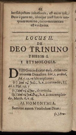 Locus II. De Deo Trinuno.
