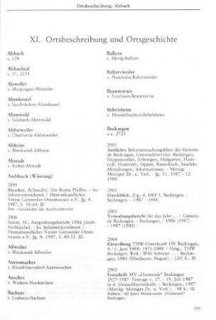 XI. Ortsbeschreibung und Ortsgeschichte