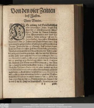 Von den vier Zeitten deß Jahrs.