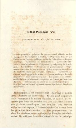 Chapitre VI. Gouvernement et législation