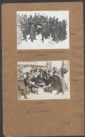 Rußische und österr. Soldaten im Warenaustausch nach dem Waffenstillstand