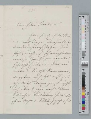 Brief an Johannes Brahms