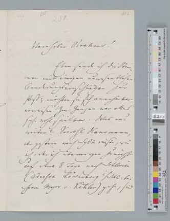Brief an Johannes Brahms