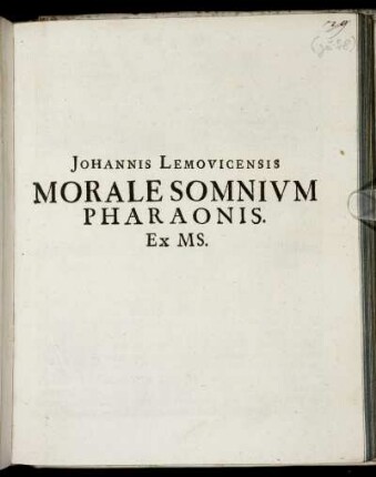 Morale Somnium Pharaonis.