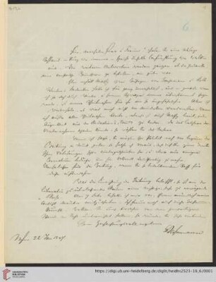 Briefe von Friedrich Daniel Bassermann an Georg Gottfried Gervinus: Brief von Friedrich Daniel Bassermann an Georg Gottfried Gervinus