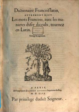 Dictionnaire françois-latin