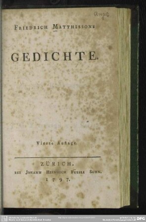 Friedrich Matthissons Gedichte