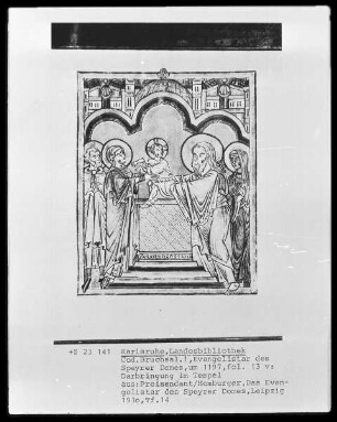 Evangelistar des Speyrer Domes — Darstellung im Tempel, Folio 13verso